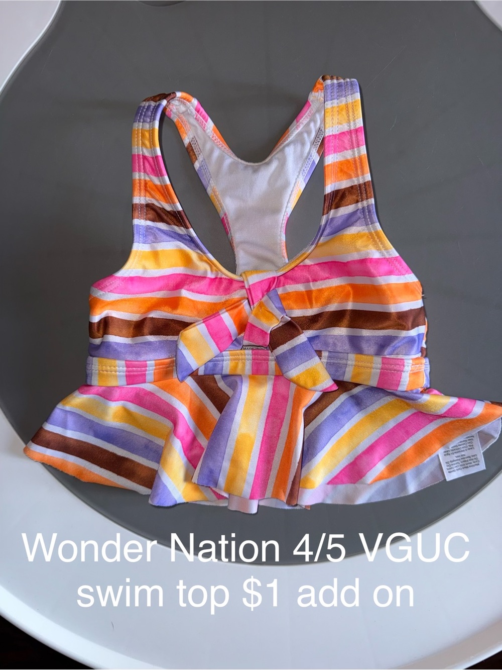 Wonder Nation Multicolor Striped Peplum Swim Top